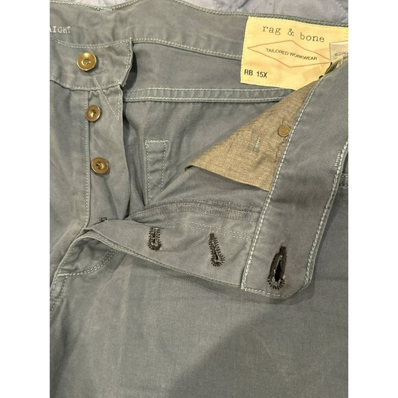 Rag & Bone Mens Slim Straight Distressed Slate Blue Twill Pants Size 38x34  RB15 - Picture 5 of 6